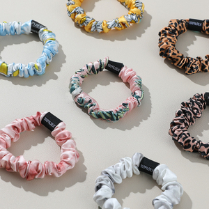 Тощие 100% 19/22/25 мм шелковые резинки для волос с принтом Лучшая оптовая оптовая цена